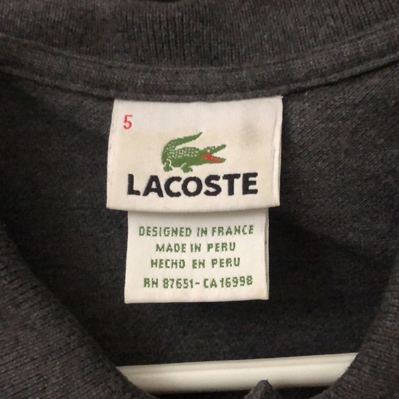 Lacoste Gray Polo - size 5 (medium) like new! - Picture 2 of 2